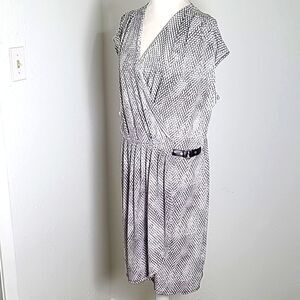 Michael Kors Serpent Print Faux-Wrap Dress with Side Buckle, Size 1X